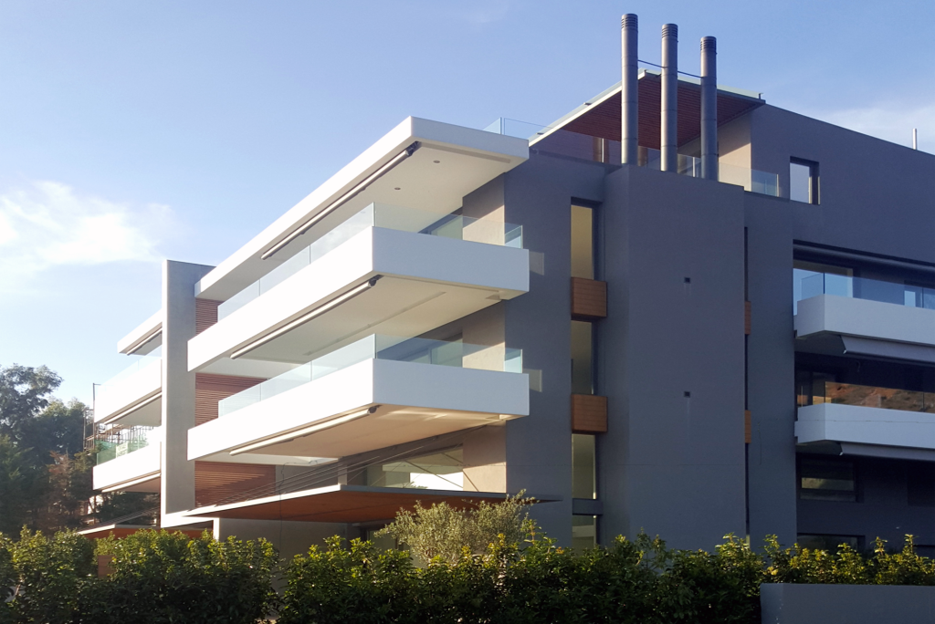 balcony - view - details - concrete - wood