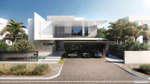 Villa in Dubai with a parking lot