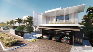 Villa in Dubai with a parking lot