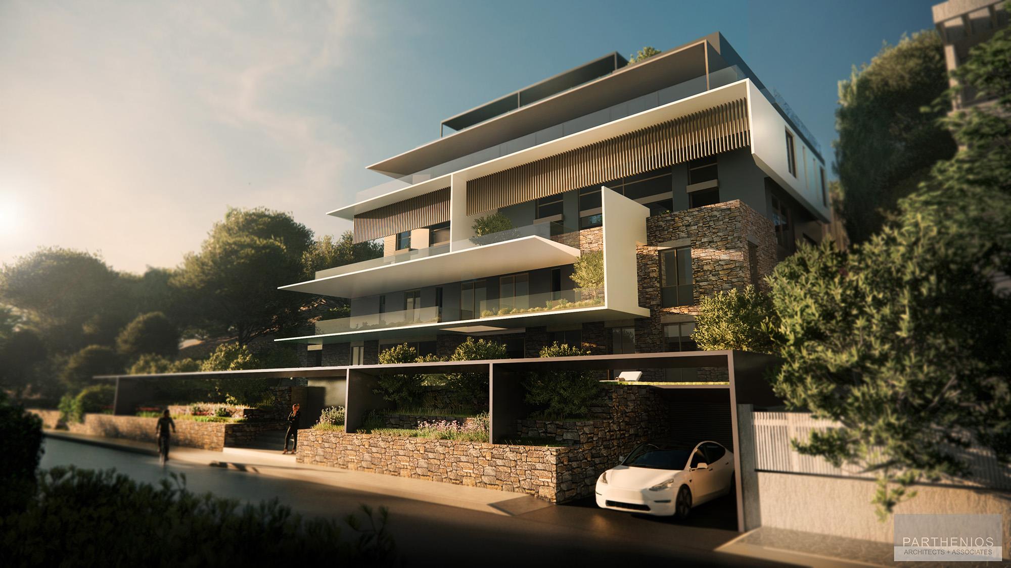 residential complex with parking spots