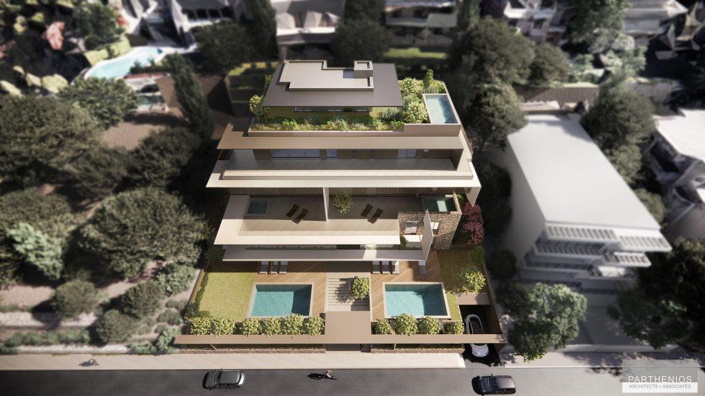 residential complex pool view