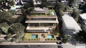 residential complex pool view