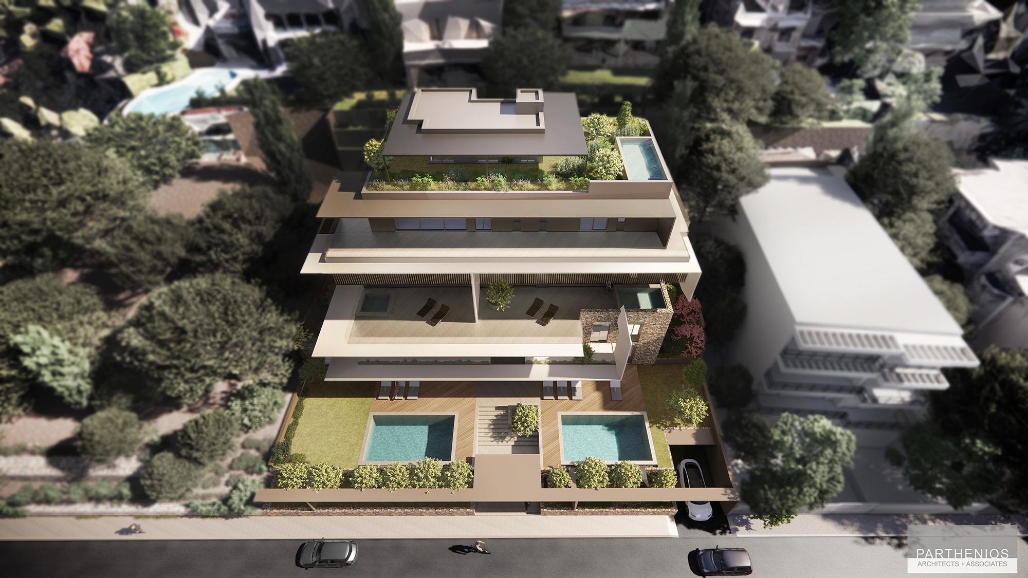 residential complex pool view
