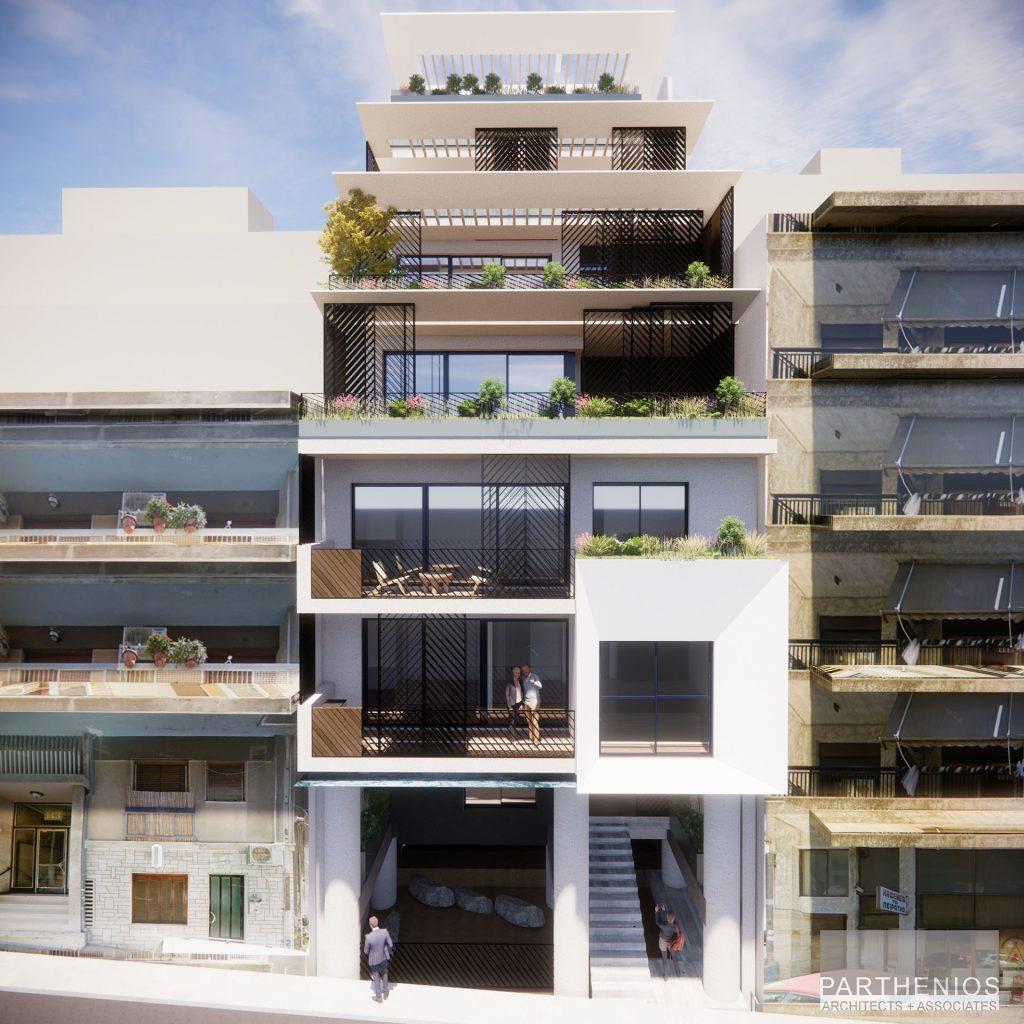 Contemporary building with apartments