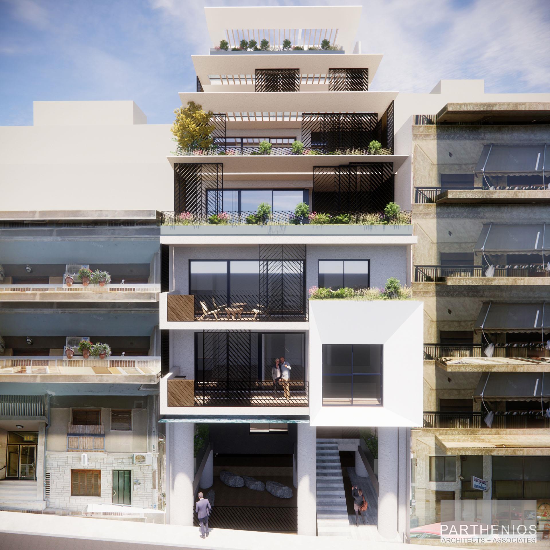 Contemporary building with apartments