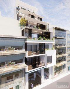 Contemporary building with apartments