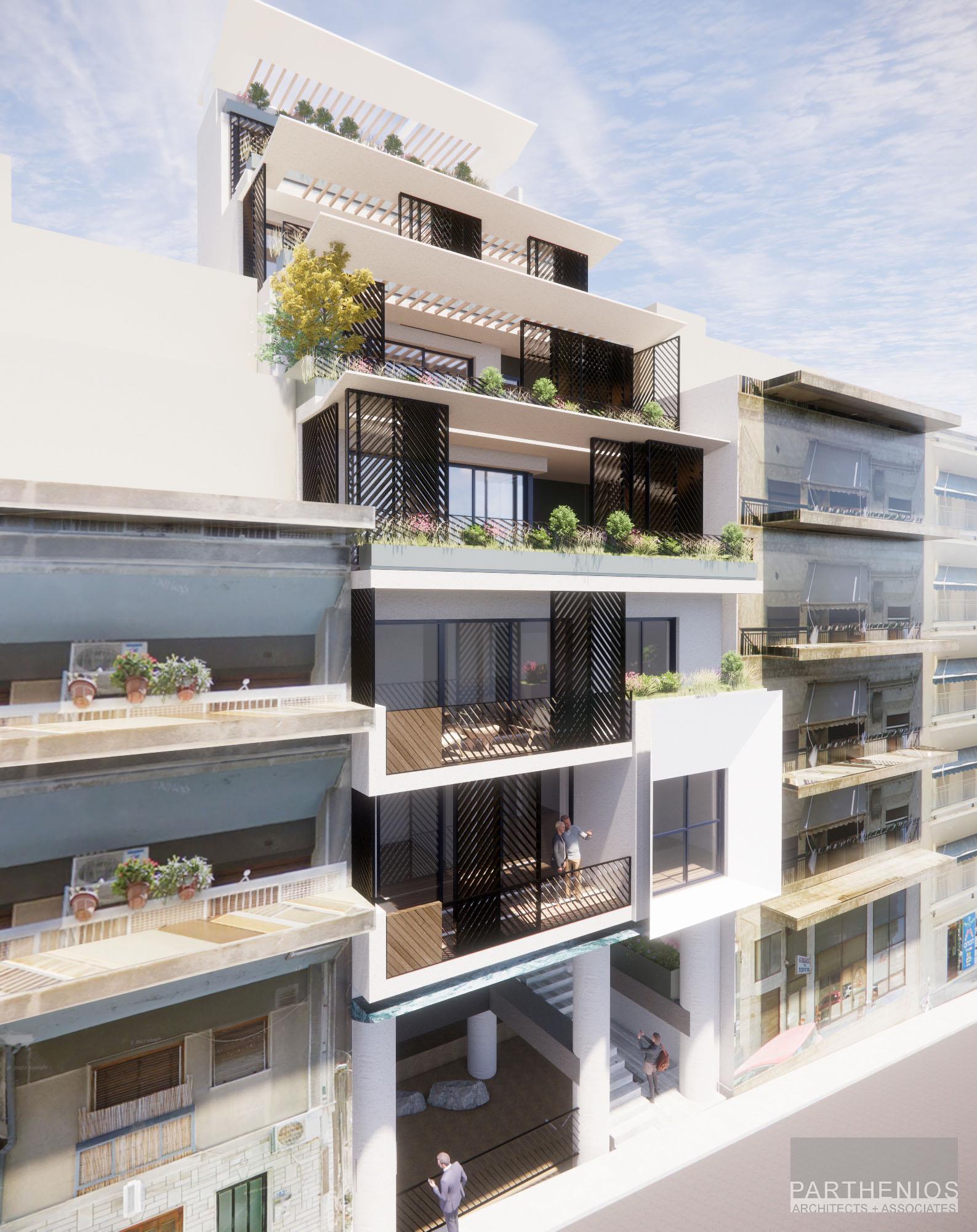 Contemporary building with apartments