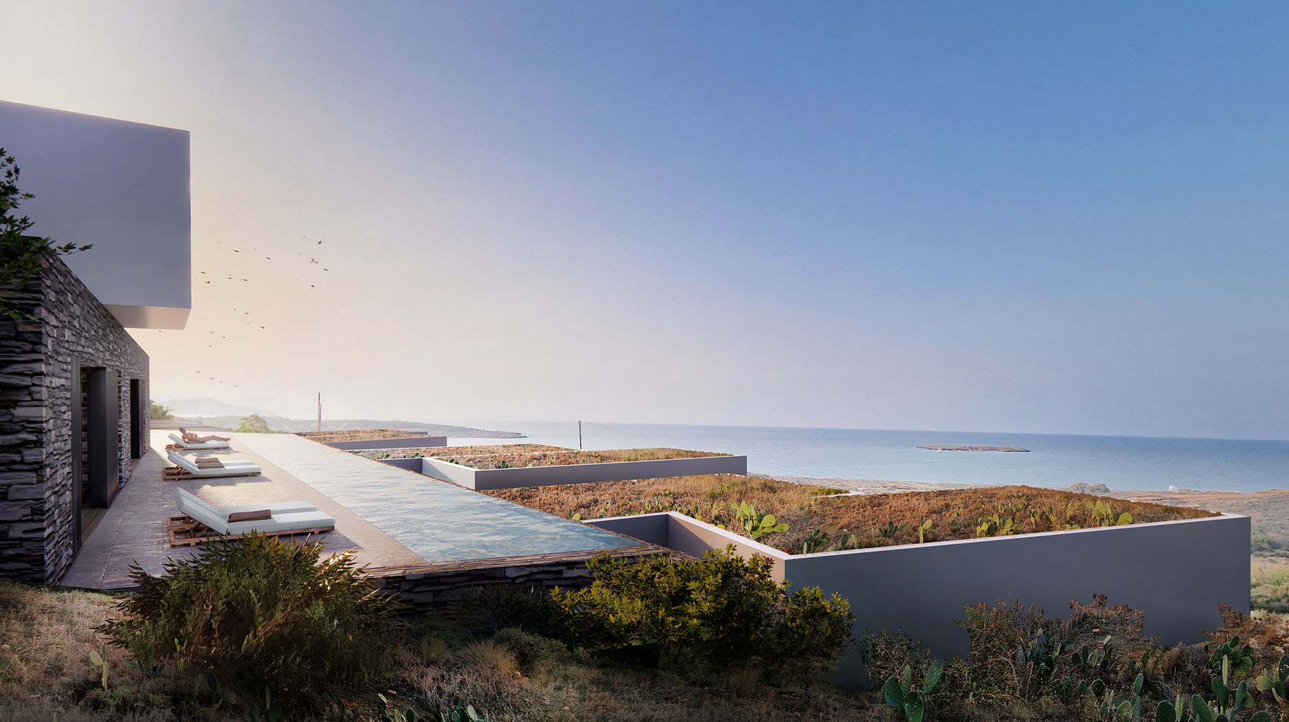 residence with pool and sea view