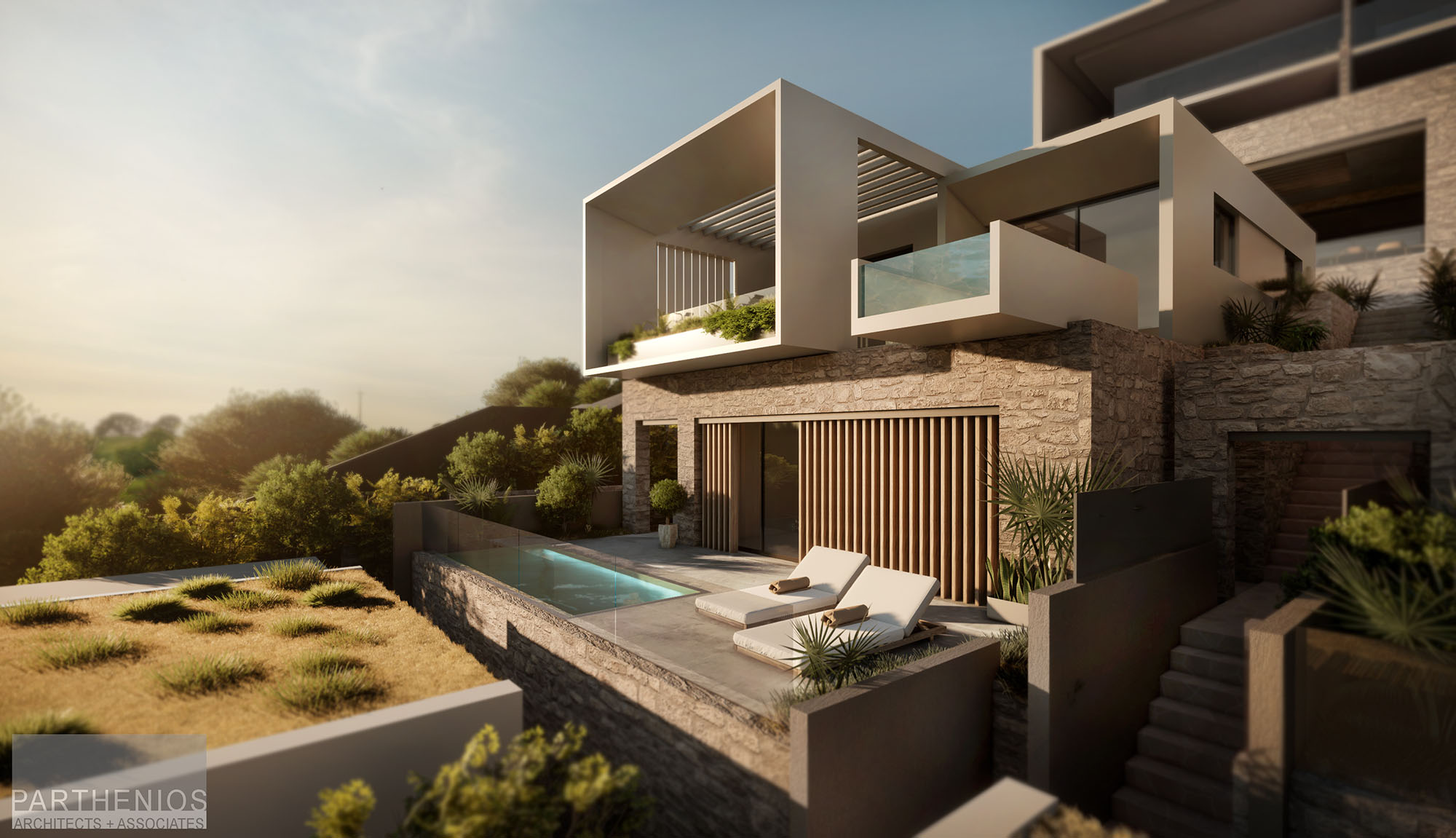 blocks of residences over the sea