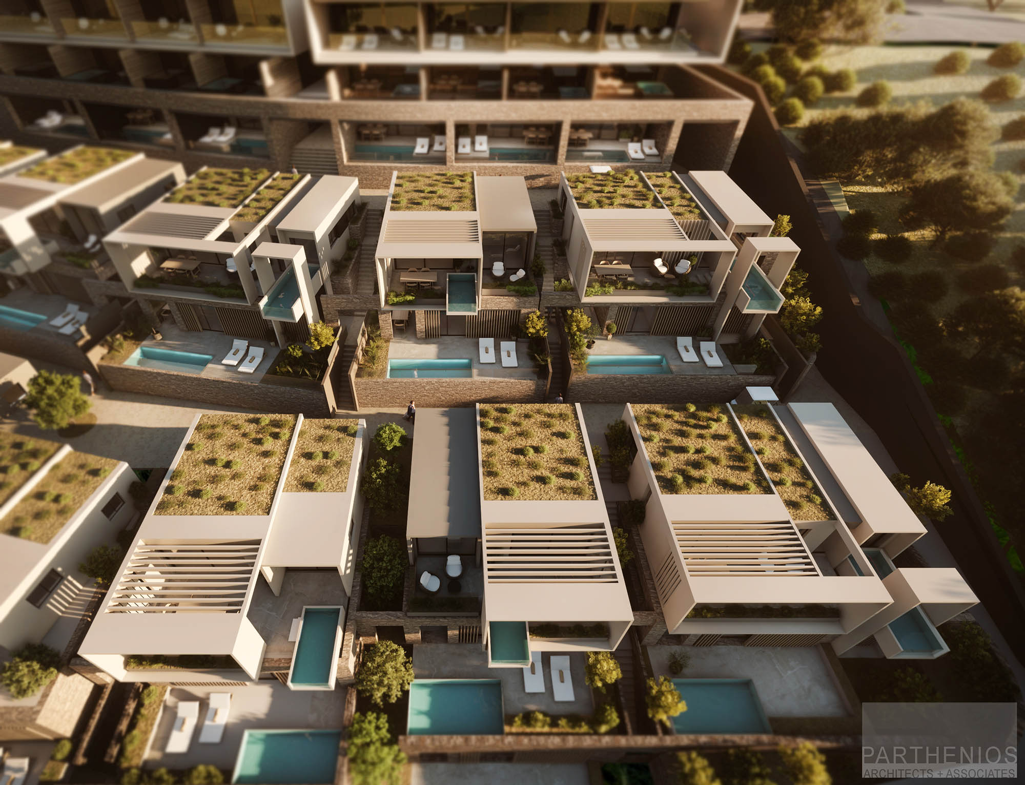 blocks of residences over the sea