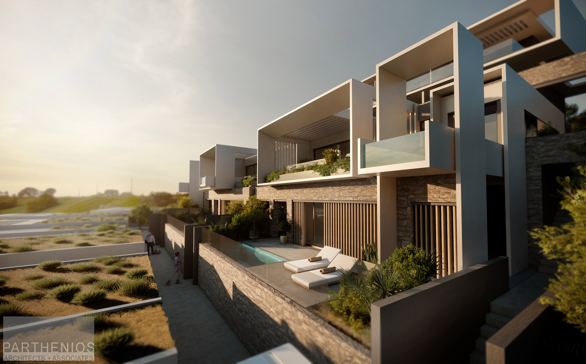 blocks of residences over the sea