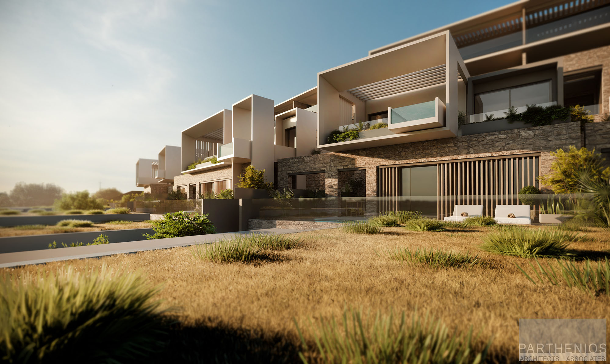 blocks of residences over the sea