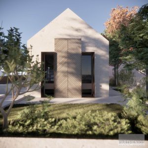 residence with greenery, trees and roof