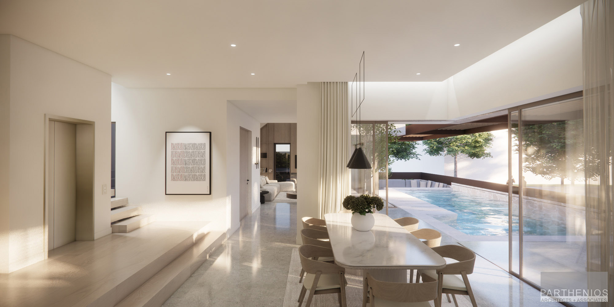 interior of a residence with pool