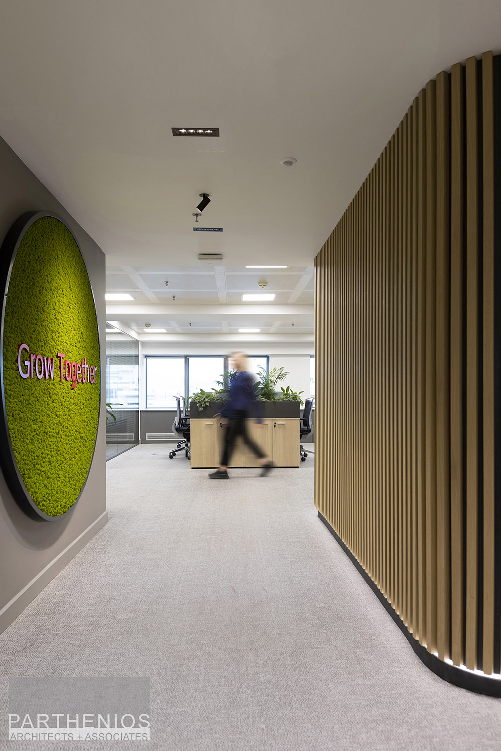 corridor view of workspaces